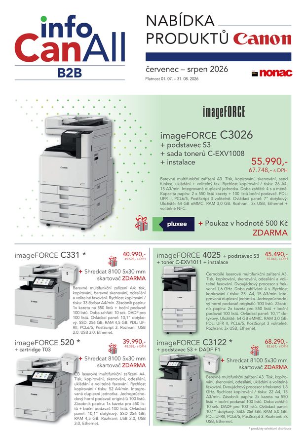 Leták infoCanAll B2B, strana 1 — imageFORCE C3026, C331, 4025, 520, C3122
