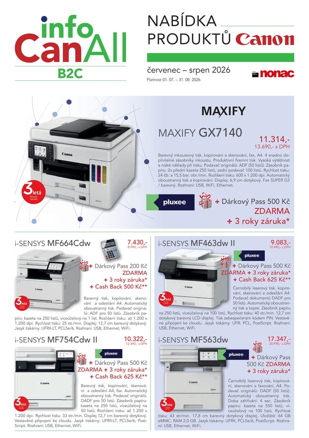 Leták infoCanAll B2C, strana 1 — MAXIFY GX7140 a řada i-SENSYS MF