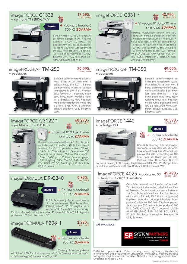 Leták infoCanAll B2B, strana 2 — imageFORCE C1333, C331, C3122, 1440, 4025, imagePROGRAF TM-250/TM-350 a skenery imageFORMULA